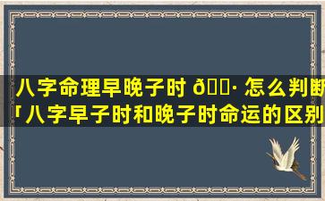 八字命理早晚子时 🕷 怎么判断「八字早子时和晚子时命运的区别」